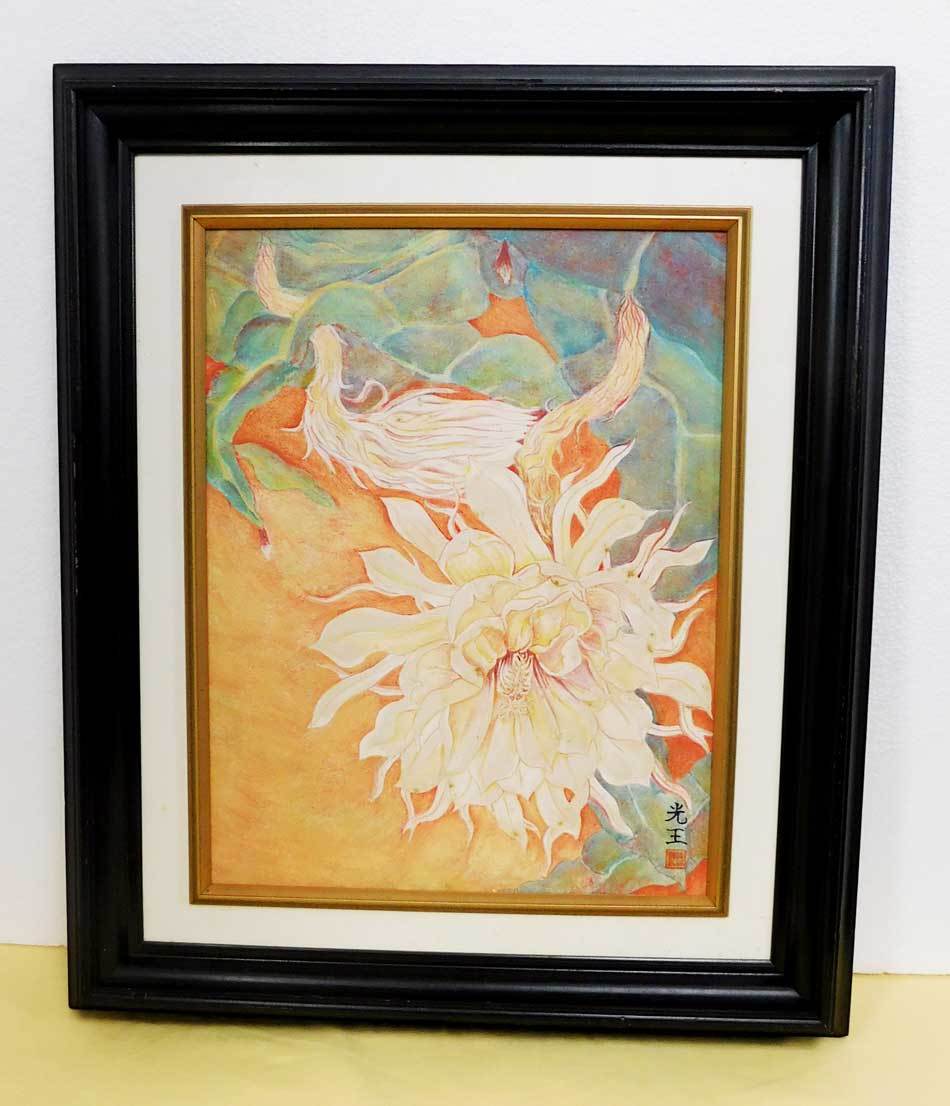 R0129 Cuadro japonés Moonflower Komatsu Kouou, auténtico, Tamaño F6, Cuadro, pintura japonesa, Flores y pájaros, Fauna silvestre