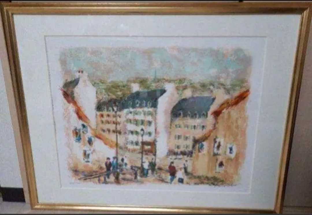 Urban Huchet Original Lithograph Framed Moulin Rouge, painting, oil painting, Nature, Landscape painting