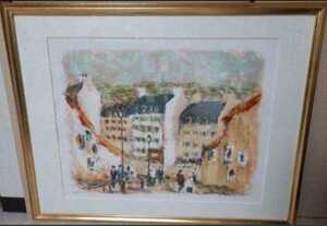 Art hand Auction Urbain Huchet Original Lithograph Framed Moulin Rouge, Painting, Oil painting, Nature, Landscape painting