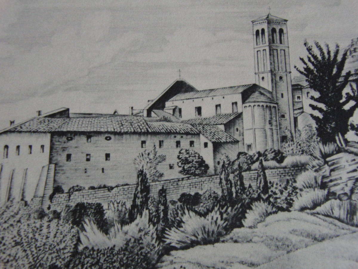 Kiyoshi Hasegawa, The ancient temple of Santa Chiara in Assisi, Italy, Carefully selected, Rare art books/framed paintings, Brand new high quality frame with frame, Good condition, free shipping, painting, oil painting, Nature, Landscape painting