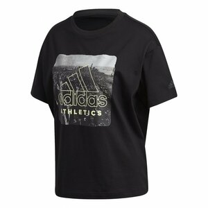 【新品タグ付き】adidas アディダス★グラフィック 半袖Ｔシャツ★JJW46★3,289円の品【Sサイズ】黒