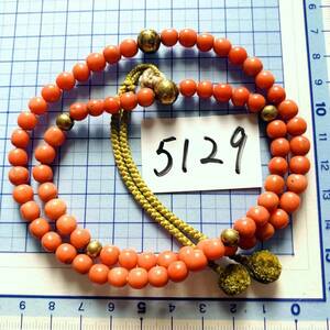 ヴィンテージ　天然珊瑚　ネックレス　数珠　約34g　No.5129