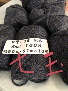 毛糸 ウール100 七玉 2色使い ネイビー系