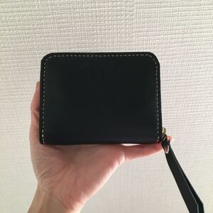 ラウンドファスナー 小銭入れ コインケース 財ミニ財布 ミニウォレット レザークラフト 革 ブラック 財布