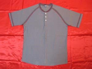 MAD HECTIC real mud hektik*2005 year * line entering Henley neckline T-shirt L gray *. river . writing *yopi-*YOPPI