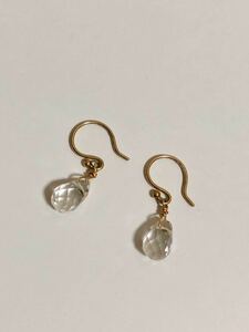 agete Agete hook earrings 10K 10 gold quartz crystal ... type Teardrop ... not stylish feeling *