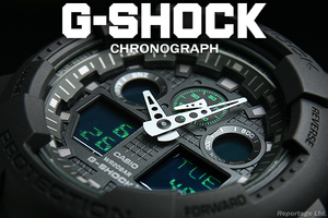 生産終了モデル 海外限定生産逆輸入 CASIO カシオ【G-SHOCK 】Gショック 多彩な機能 1/1000秒クロノ BKGR新品