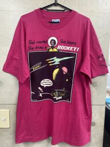 80'S 当時物　ROCKET アートTシャツ　ヴィンテージ　USA製　RETRO RAMA サイズL コピーライト　Hanesタグ　シングルステッチ