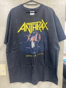 希少　ANTHRAX Tシャツ　ヴィンテージ　サイズXL バンドTシャツ ブラック　アンスラックス　Hanesタグ