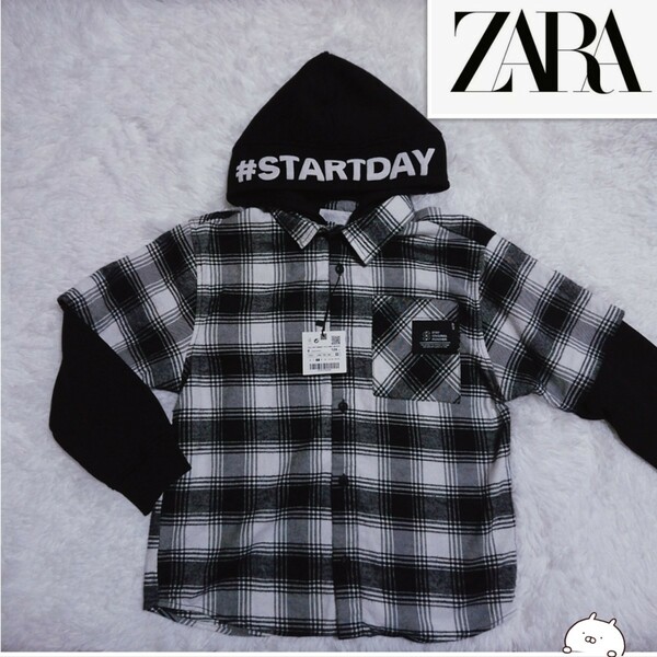 【新品】ZARA ザラ フーデッド ドッキングシャツ オーバーサイズ スウェット トレーナー パーカー