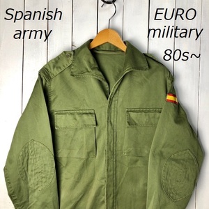 ヨーロッパ古着 スペイン軍 実物 80s～90s　比翼ミリタリーシャツジャケット L程度 ユーロ 軍物 ヴィヨーロッパヨーロッパ古着 OG ●64