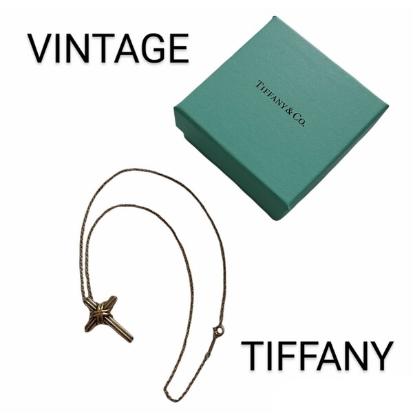 ビンテージ TIFFANY ゴールド×シルバー シグネチャー クロス ネックレス ティファニー