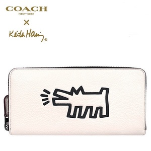 【コーチ COACH】 コーチ×キース・ヘリング Keith Haring コラボ ペブルド レザー アコーディオン ジップ アラウンド