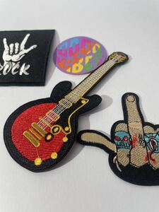 ロックワッペン 4点セット ロックワッペン セット ロックアイロンワッペン rockワッペン アップリケ 刺繍ワッペン