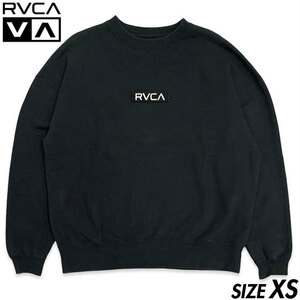 国内正規品■RVCA (ルーカ) BOX LOGO ボックスロゴ 刺繍 長袖 スウェット 黒ブラック XS