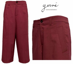 GERVE ジェルベ　ウエスト楽々　ストレッチ　セミワイド　クロップドパンツ　ボルドー系赤　size44　13号　LL