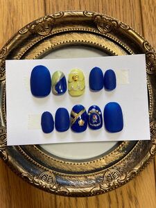 現品限り ネイルチップ ハンドメイド ネイルアート ジェルネイル ベリーショートオーバル 美女と野獣