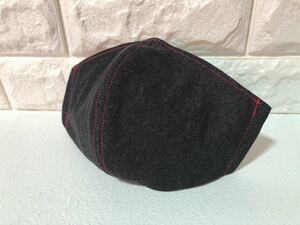 300* black Denim cloth red stitch * extra-large size * solid mask cover * inner mask * hand made * for adult * for man * for women 