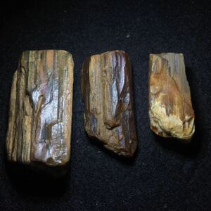 3個 ハイグレード ガチガチに瑪瑙化した珪化木 木の化石　国産鉱物標本 木の化石 鑑賞石 透明 水晶