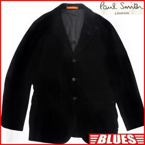即決★Paul Smith LONDON★メンズM ベロア テーラードジャケット ポールスミス 黒 ブレザー スーツ 上着 アウター 背広