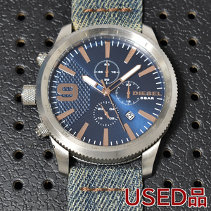 ディーゼル DIESEL メンズ 腕時計 デニムベルト ラスプ クロノグラフ 左リューズ DZ4450 中古品 カジュアル 箱なし