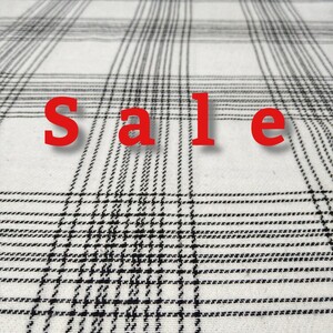 ★Sale★ 生地 ラインチェック柄 白地/黒ライン 綿100% 1M