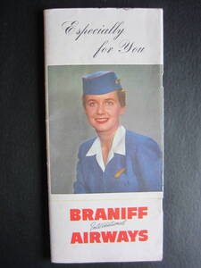 blanif aviation #BI#BRANIFF INTERNATIONAL# route map #schuwa-tes# cabin attendant #CA#1956 year 