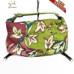 EMILIO PUCCI Handbag-Hemp x Leather Yellow Green x Red x Multi Floral / Mini Bag Bag, Хм, Эмилио Пуччи, Мешок, мешок