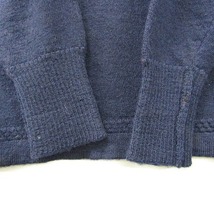 Hand Knit Vintage サイズ M~ ハンド ニット セーター ミドルゲージ タートルネック ウール ネイビー 古着 ビンテージ 1F2814_画像6