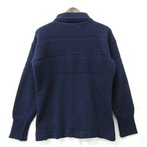 Hand Knit Vintage サイズ M~ ハンド ニット セーター ミドルゲージ タートルネック ウール ネイビー 古着 ビンテージ 1F2814_画像3