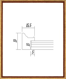 デッサン用額縁 木製フレーム 5902 半切サイズ G/エンジ ゴールド
