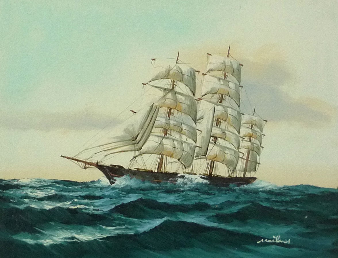 油画, 西画, 手刷油画, F6号帆船海景画-115-特价, 绘画, 油画, 自然, 山水画