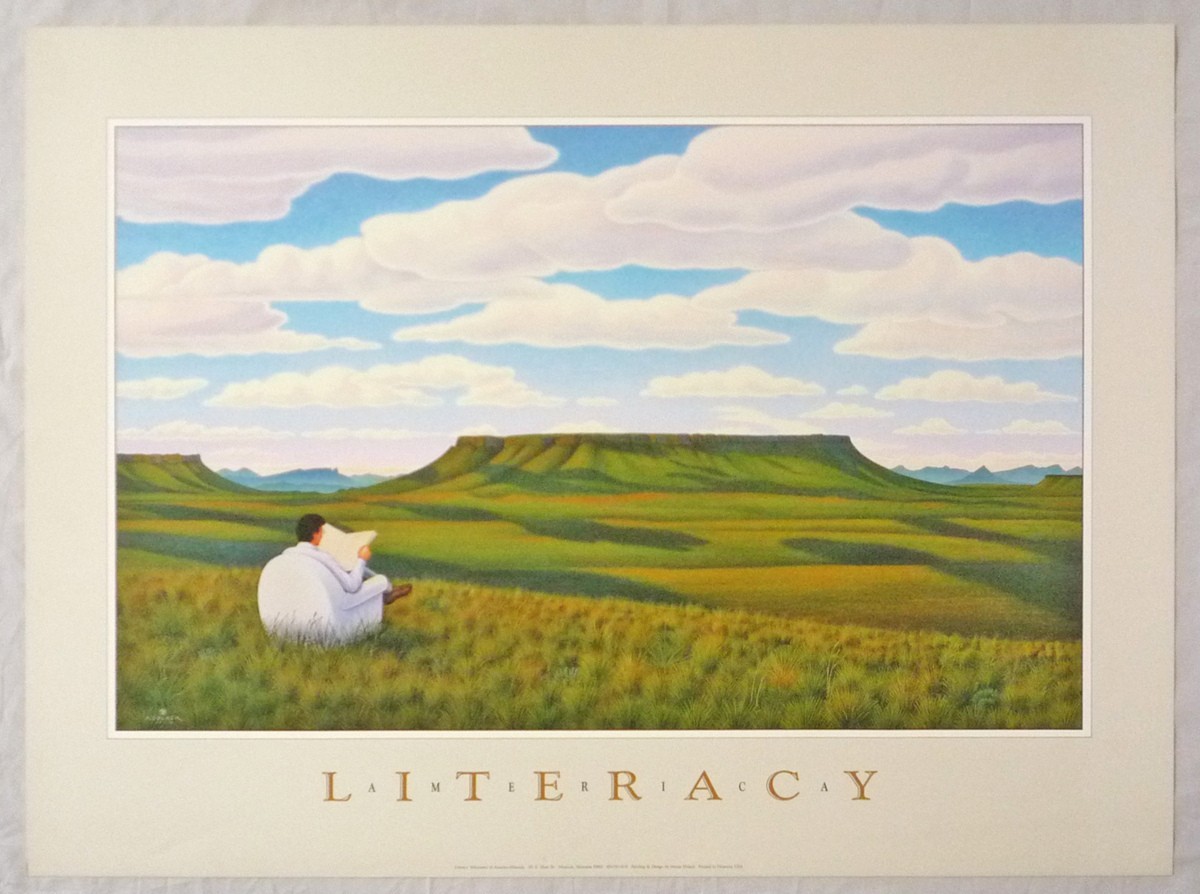 アメリカ製アートポスター モンテ･ドラック作 ｢Literacy ｣ シ-トサイズ78X58cmで納品対応可, 美術品, 絵画, その他