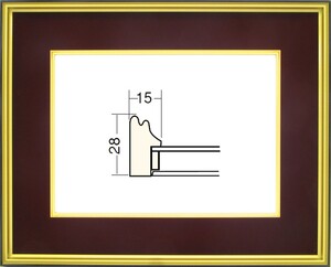 和額縁 木製フレーム 4150 サイズ F8号 エンジ