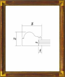 デッサン用額縁 木製フレーム 7510 太子サイズ アンティークレッド