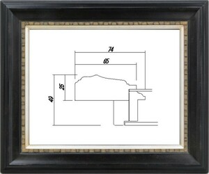 油絵/油彩額縁 木製フレーム 高級額縁 アクリル付 7100 サイズ F12号 鉄黒 ブラック