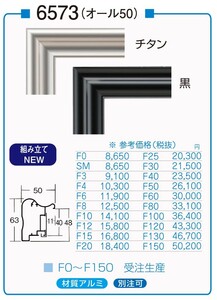 油絵/油彩額縁 アルミフレーム 仮縁 6573 サイズ P3号 チタン 黒