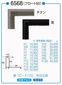 油絵/油彩額縁 アルミフレーム 仮縁 6568 サイズ M80号 チタン 黒