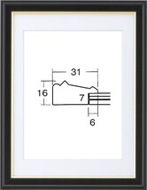 遺影額縁 木製 寸巾入山 031401 八〇サイズ ブラック/面金_画像1
