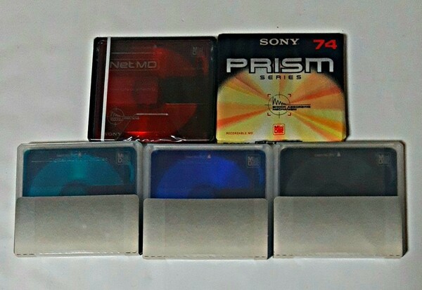 SONY NetMD,MDW74PR, カラー74ブラック,ブルー,グリーン MDディスク計5枚