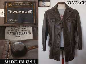 70sビンテージ TOWNCRAFT ペニーズ USA アメリカ Penneys レザーJACKET カーコート VINTAGE マッコイズ RRL ガーメンツ Brooksラルフ model