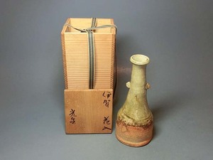 478786 谷本光生 作 伊賀花入（共箱）茶道具・花瓶・陶芸家