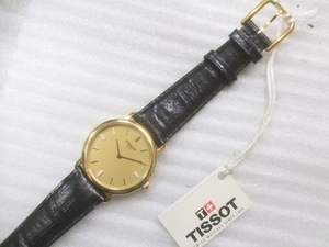 新品未使用品定価65000円最高級スイス製TISSOTティソシンプルメンズクオーツ腕時計稼働品オリジナル尾錠付　K045
