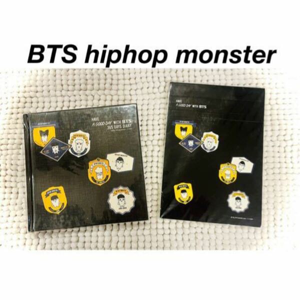 BTS hiphop monster 365Days ダイアリー & メモパッド (black)