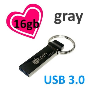 USBメモリー16GB ブラックキーホルダー付きUSB3.0フラッシュメモリー