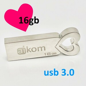 USBメモリー 16GB シルバー　ハートUSB3.0フラッシュメモリー