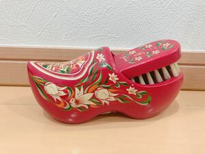 オランダ　民芸品　ハウステンボス　木靴＆靴磨きセット　赤靴