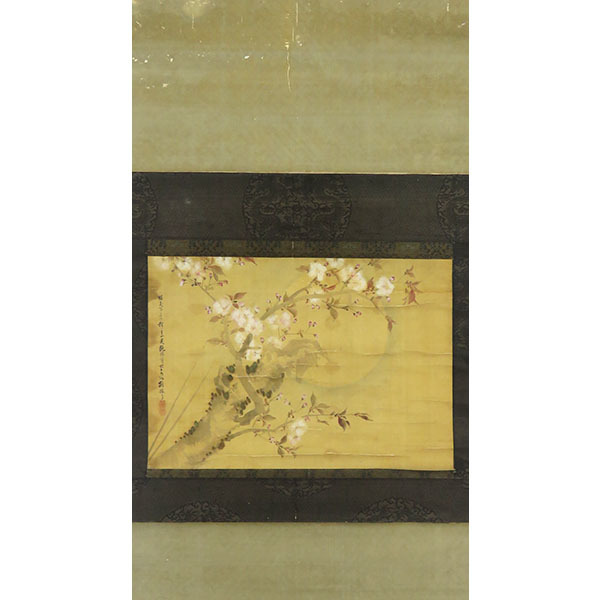 B-2032 [Œuvre authentique] Peint par des fleurs de cerisier ivres, peint à la main sur soie, rouleau suspendu de fleurs de cerisier / considéré comme un artiste de l'école Mikuma, Peinture japonaise, Yamato-e, Nanga, Calligraphie, peinture, Peinture japonaise, paysage, Fugetsu