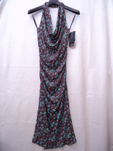 [KCM]La-44* new goods *[nicole miller/ Nicole Miller ] lady's halter-neck One-piece silk size S brown group 