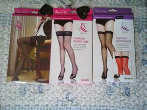 3 pair * sexy garter stockings * net tights all black new goods unused goods 